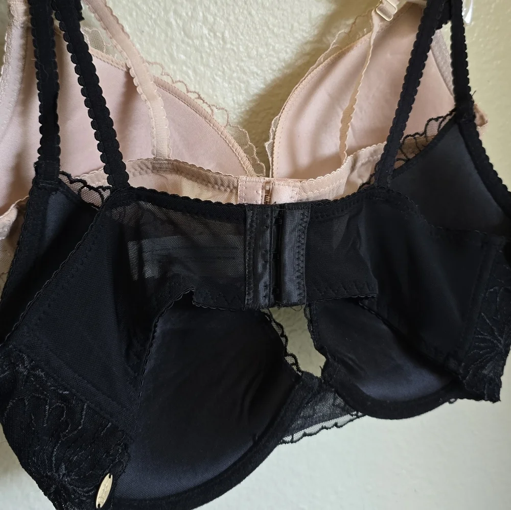 Jessica Simpson 2 Pack Underwire Light Padding Lace Design Blk/Blush Pink 36C